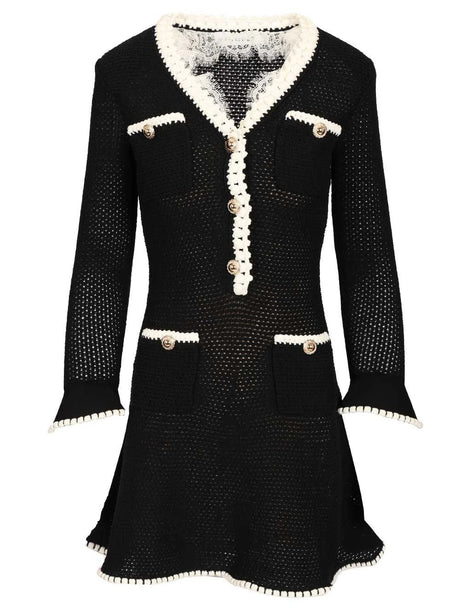 Self-Portrait Mini Knit Dress - Black