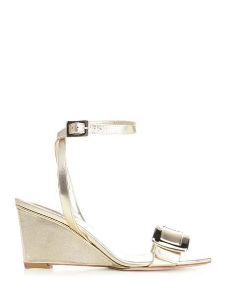 Roger Vivier Belle Vivier Wedge Sandals - Gold