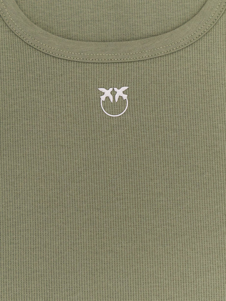 Pinko Calcolatore cotton tank top with frontal Love Birds logo - Verde