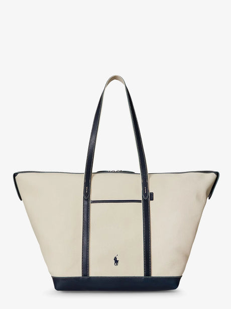 Polo Ralph Lauren Canvas travel bag with leather profiles - Ecru Navy