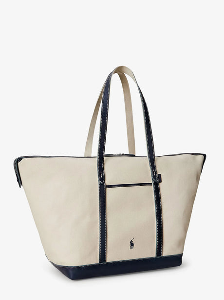 Polo Ralph Lauren Canvas travel bag with leather profiles - Ecru Navy