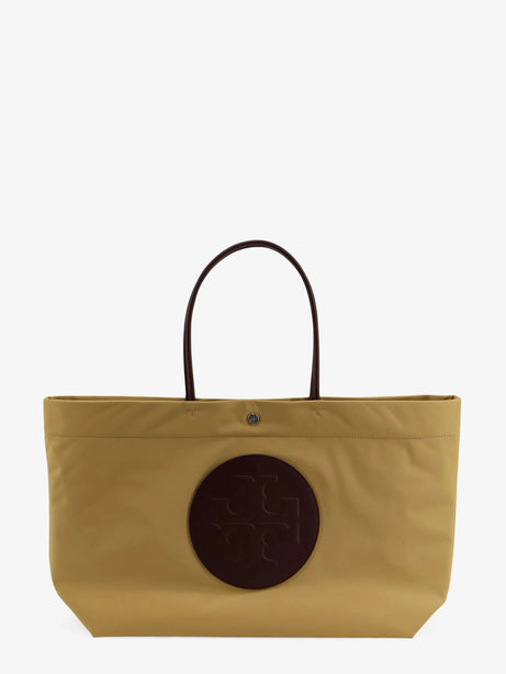 Tory Burch Ella Twist nylon shoulder bag with maxi logo patch on the front - Wheat