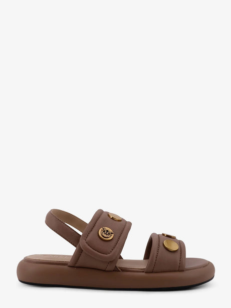 Pinko Fiona flat leather sandals - Beige