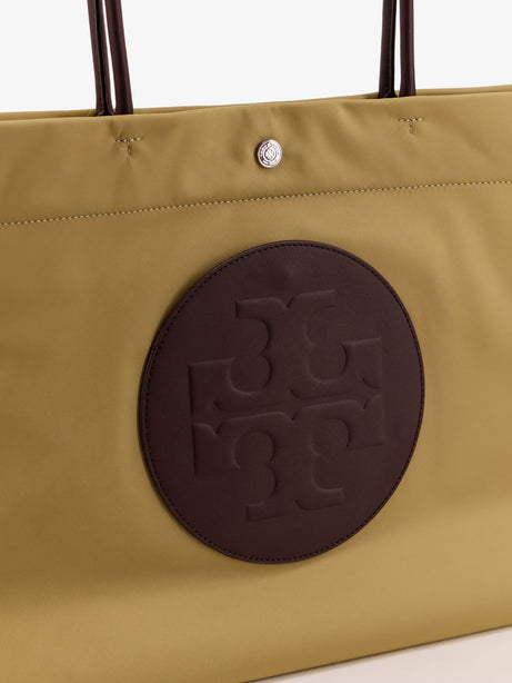 Tory Burch Ella Twist nylon shoulder bag with maxi logo patch on the front - Wheat