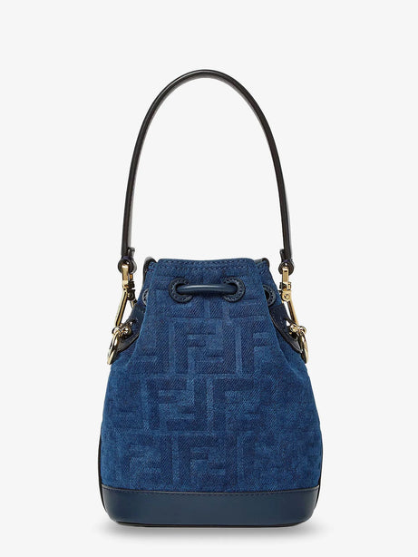 Fendi Mon Tresor FF flocked denim crossbody bag - Blu Blu Abisso
