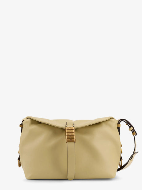 Pinko Leather shoulder bag with logo metal detail - Giallo