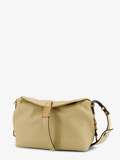 Pinko Leather shoulder bag with logo metal detail - Giallo