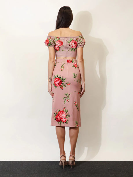 Dolce & Gabbana Cotton top with iconic print - Bouquet Rose Rosa