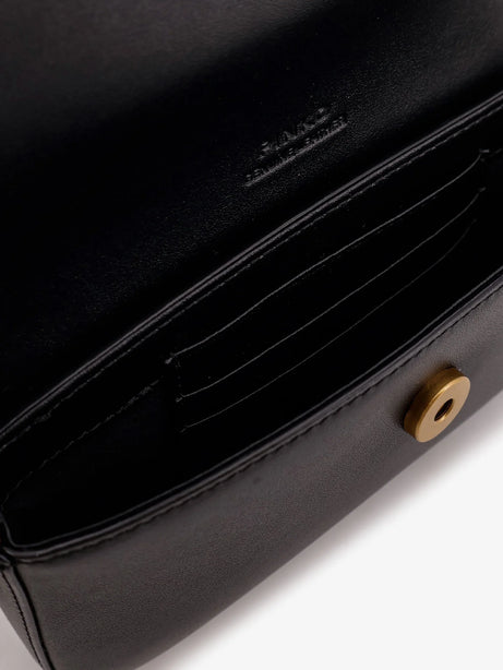 Pinko Saddle Flat leather crossbody bag - Nero