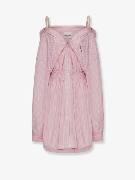 Miu Miu Striped cotton shirt dress - Rosa