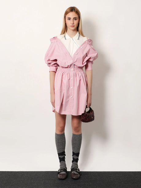 Miu Miu Striped cotton shirt dress - Rosa