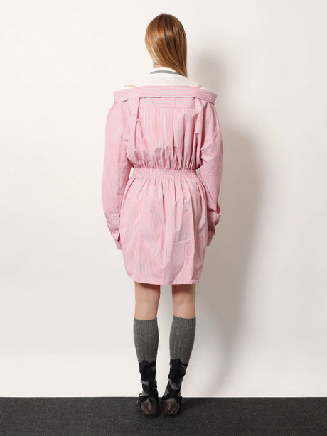 Miu Miu Striped cotton shirt dress - Rosa