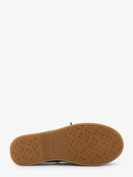 Pinko Grace suede loafers with metal lettering logo - Celeste