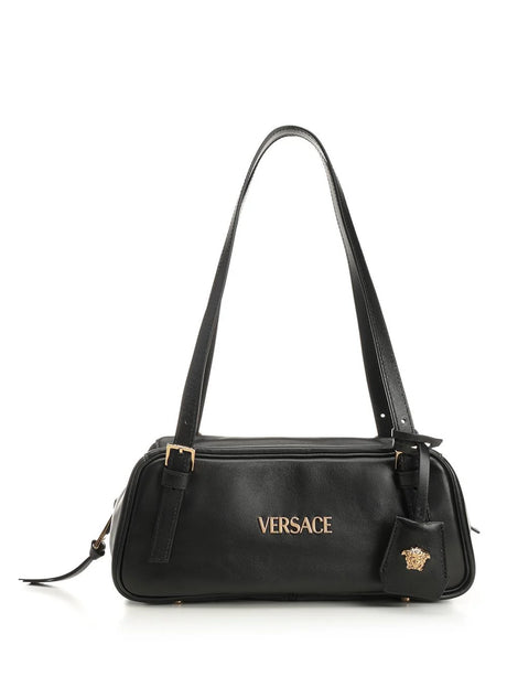 Versace Versace Tag Bowling Bag In Nappa Leather - Black