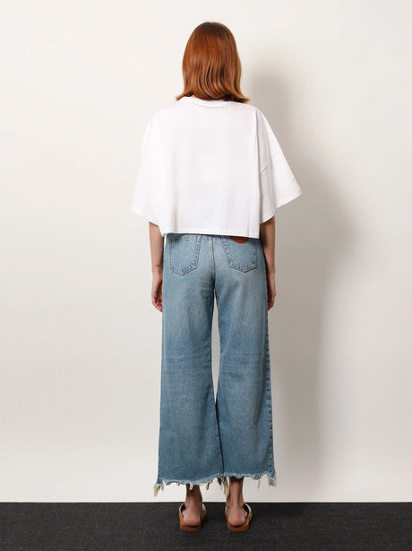 Chloe' Cotton t-shirt with maxi logo on the front - White