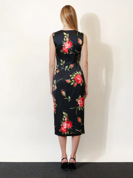 Dolce & Gabbana Viscose dress with iconic print - Bouquet Rose Nero