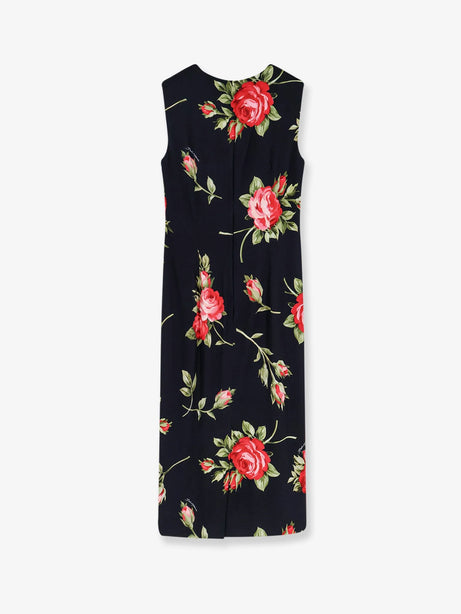 Dolce & Gabbana Viscose dress with iconic print - Bouquet Rose Nero