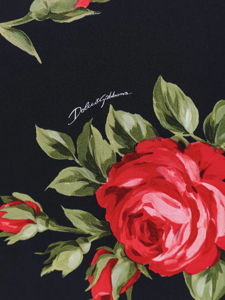 Dolce & Gabbana Viscose dress with iconic print - Bouquet Rose Nero