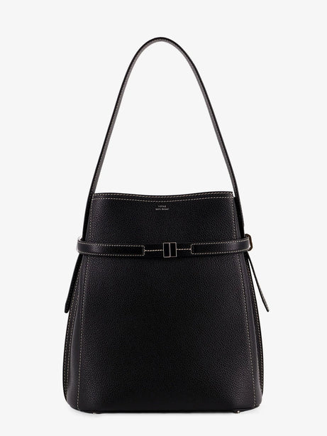 Toteme Hammered leather bucket bag with strap on the front - Black