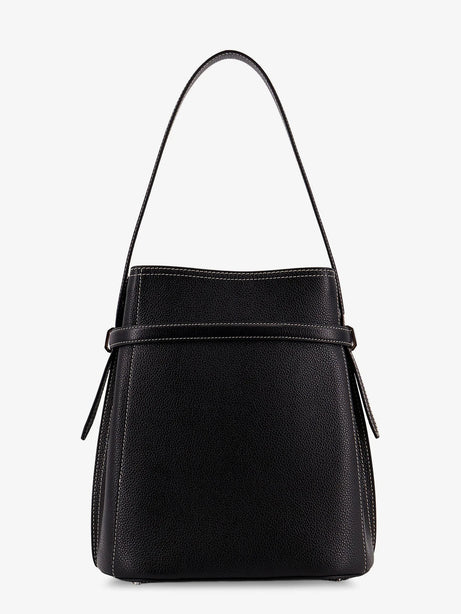 Toteme Hammered leather bucket bag with strap on the front - Black