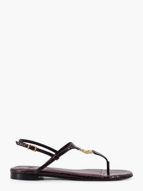 Fendi Fold leather sandals with reptile effect - Black Purple