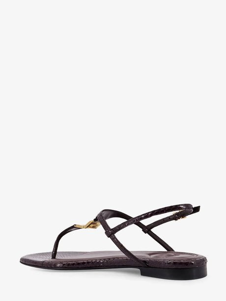 Fendi Fold leather sandals with reptile effect - Black Purple