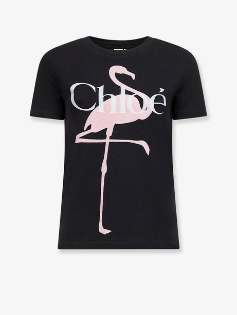 Chloe' Cotton t-shirt with print - Ash Black