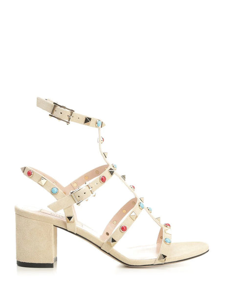Valentino Garavani Rockstud Suede Sandals - Beige