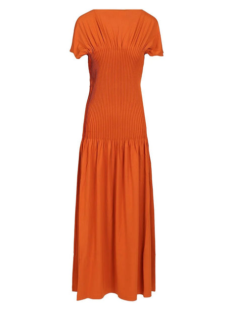 Toteme Pleated Jersey Dress - Orange