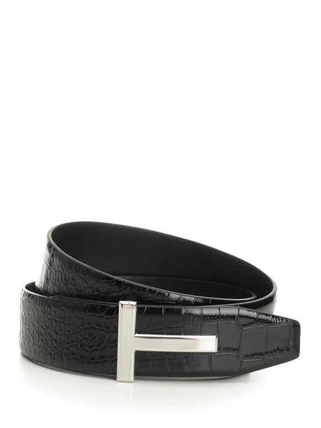Tom Ford Reversible T Belt - Black