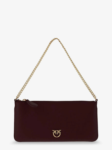 Pinko Horizontal Flat leather crossbody bag - Burgundywine