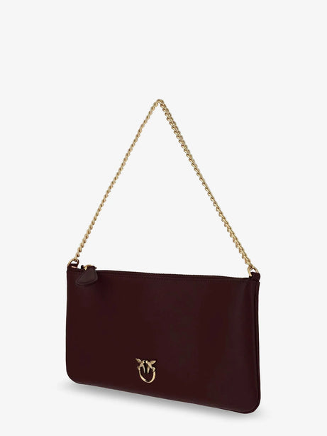 Pinko Horizontal Flat leather crossbody bag - Burgundywine