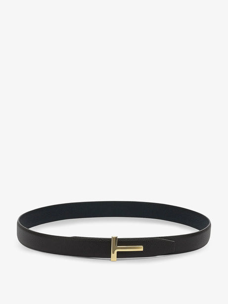 Tom Ford Reversible hammered leather belt - Brown Black