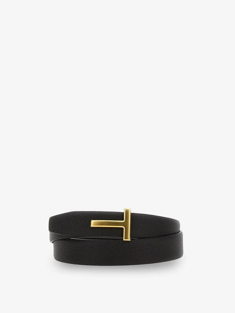 Tom Ford Reversible hammered leather belt - Brown Black
