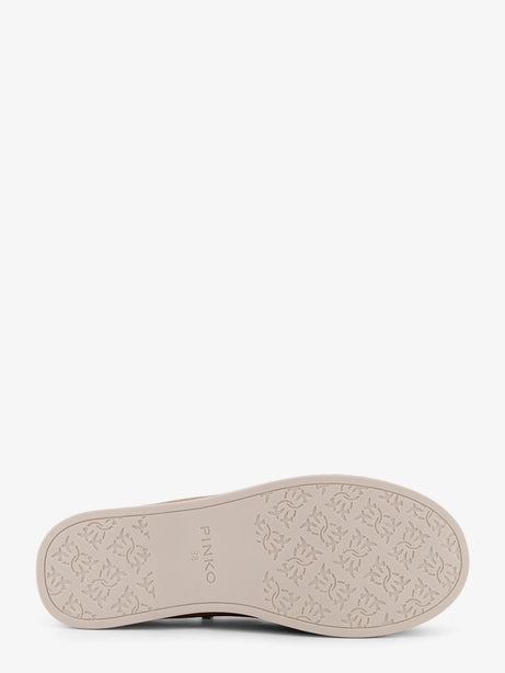 Pinko Grace suede loafers with metal lettering logo - Beige