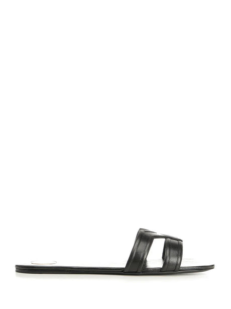 Saint Laurent Mabrouka Leather Sandals - Black