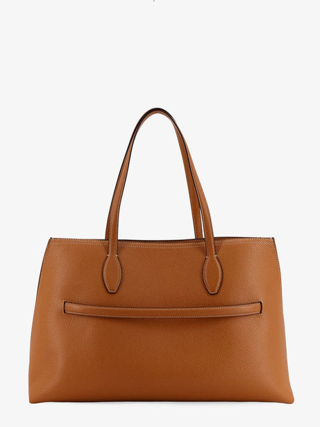 Toteme Leather shoulder bag with lettering logo on the front - Tan