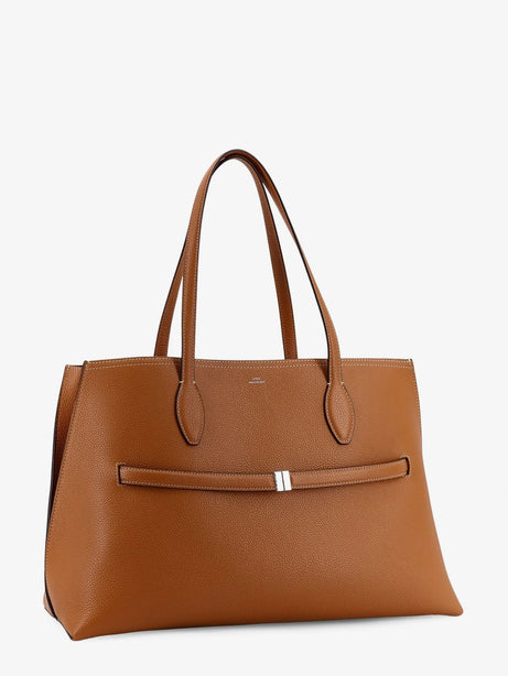 Toteme Leather shoulder bag with lettering logo on the front - Tan