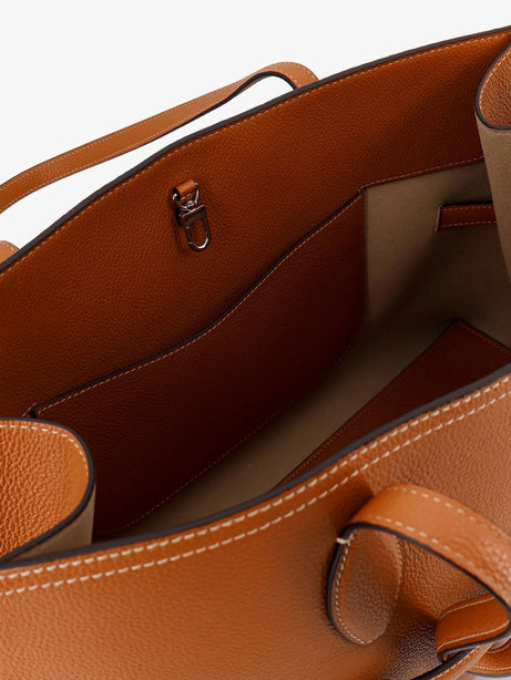 Toteme Leather shoulder bag with lettering logo on the front - Tan