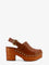 Chloe' Leather and wood Jeanette sabot - Ginger Brown