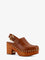 Chloe' Leather and wood Jeanette sabot - Ginger Brown