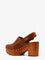Chloe' Leather and wood Jeanette sabot - Ginger Brown