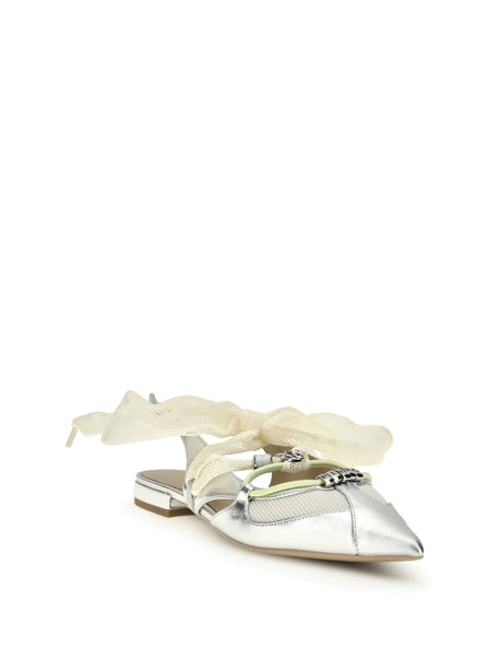 Pinko Metallic leather Gianira Ballerinas - Silver