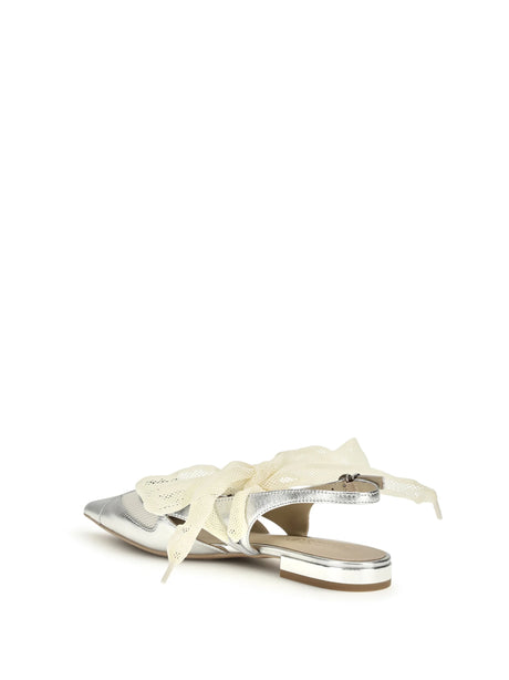 Pinko Metallic leather Gianira Ballerinas - Silver