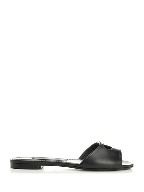 Dolce & Gabbana Leather Slides - Black