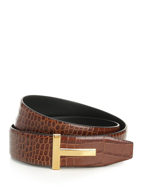 Tom Ford Reversible T Belt - Brown