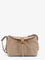 Pinko Leather shoulder bag with metal logo detail - Beige