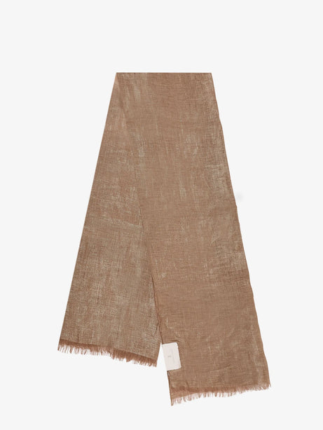 Brunello Cucinelli Lurex linen scarf - Camel