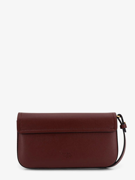 Pinko Saddle Flat leather crossbody bag - Burgundywine