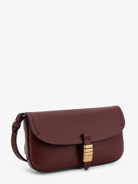 Pinko Saddle Flat leather crossbody bag - Burgundywine